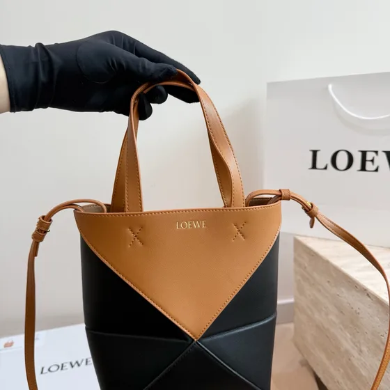 Loewe Bucket Bag Gray Black Top Handle