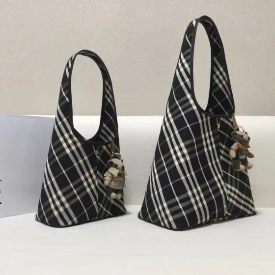 Burberry Check Foldable Tote Bag Black Tote Bag