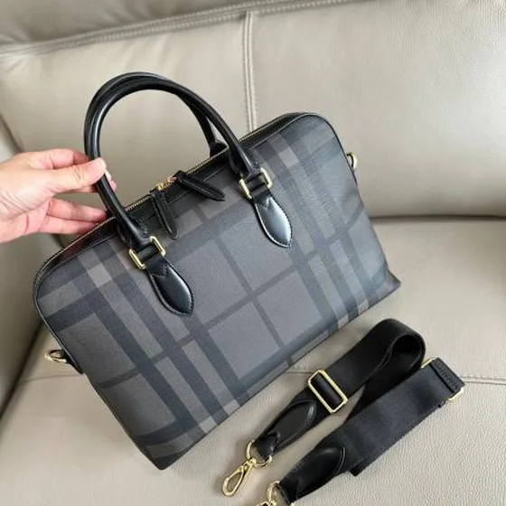 Burberry Briefcase Charcoal Check 37 x 5 x 27cm business