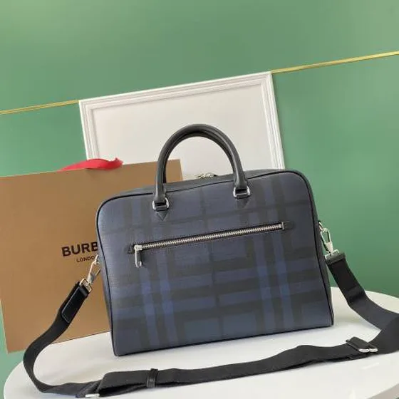Burberry Briefcase Navy Black Check business