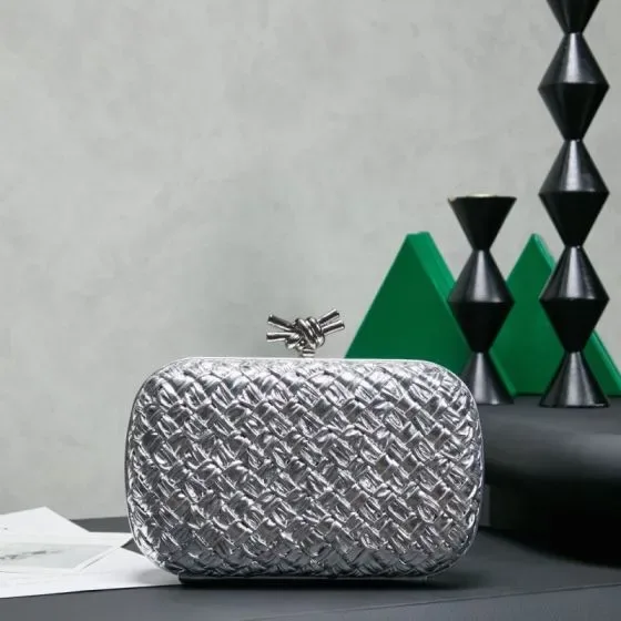 Bottega Veneta Knot Clutch Silver Clutch