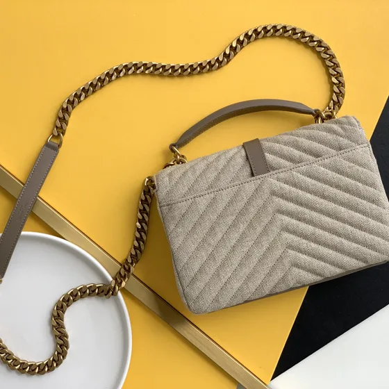 YSL Cassandre Envelope Chain Bag Beige Crossbody
