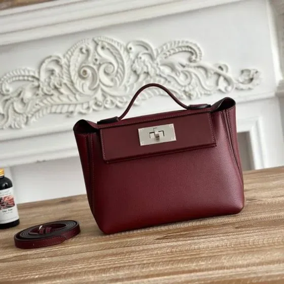 Hermes Kelly 24 24 Mini Burgundy Top Handle