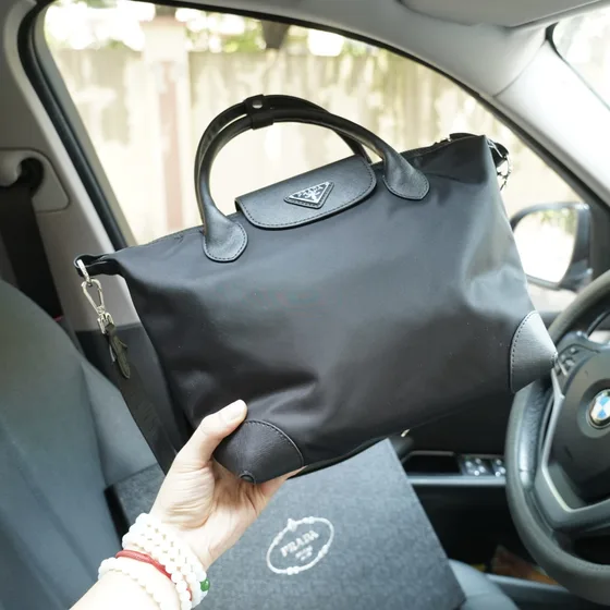 Prada Re-Nylon And Saffiano Leather Tote Bag Black Tote Bag