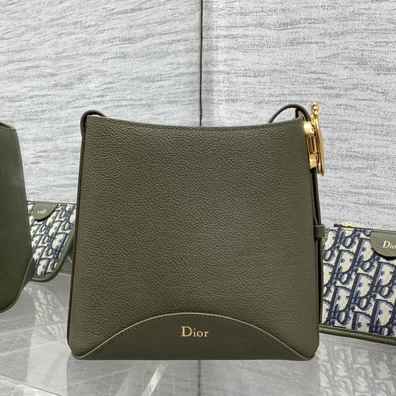 Dior C Est Dior Medium Bucket Bag Olive Green Shoulder Bag