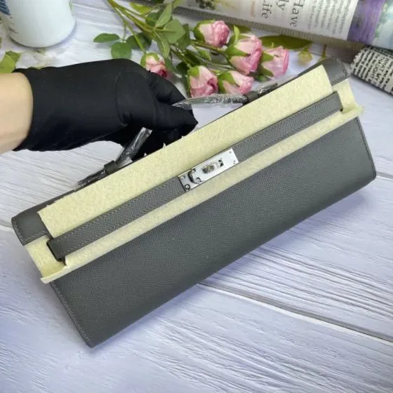 Hermes Kelly Long Wallet Gray Wallet