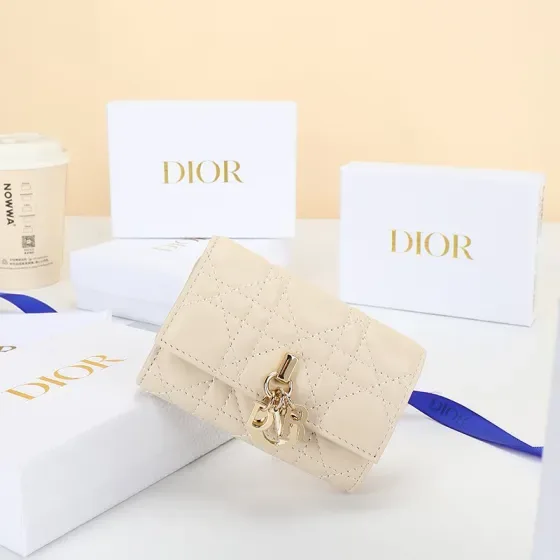 Dior Lady Dior Flap Card Holder Beige Card Holder