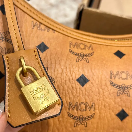 MCM Aren Visetos Hobo Bag Cognac Hobo