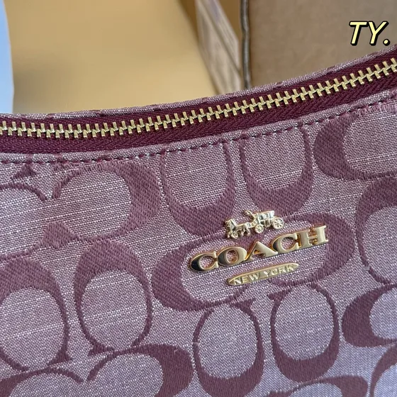 Coach Teri Skulderveske Burgunder Signature Chambray Skulderveske