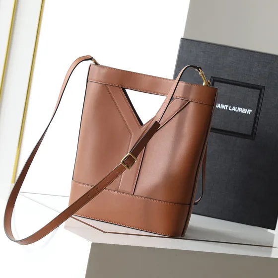 YSL Y Cut Out Shopping Tote Marrón Bolso tote