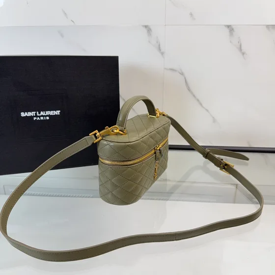YSL Gaby Vanity Case Olive Green Top Handle