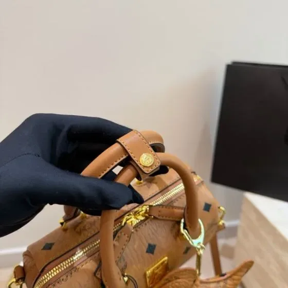 MCM Boston Bag Cognac Brown Top Handle