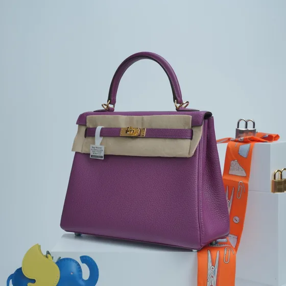Hermes Kelly 25 Purple Top Handle