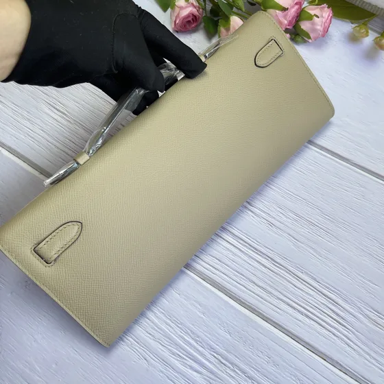 Hermes Kelly Cut Clutch Light Grayish Beige Clutch
