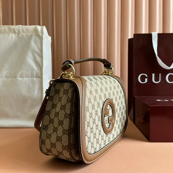 Gucci Gucci Blondie Small Верхняя ручка Bag Бежевый/Коричневый Верхняя ручка