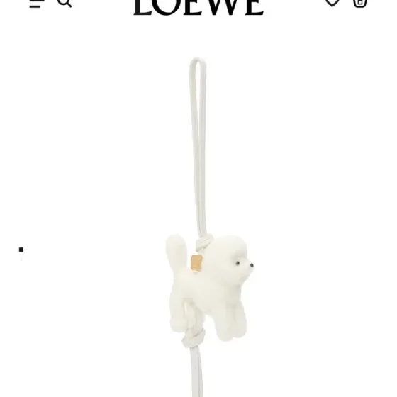 Loewe Bichon Frise Charm In Felt And Calfskin White Pouch