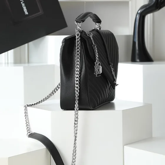 YSL Envelope Satchel Siyah Crossbody