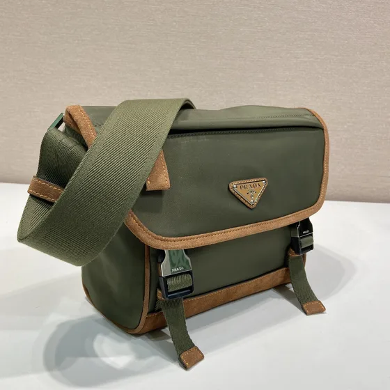 Prada Re-Nylon And Suede Shoulder Bag Military Green Crossbody