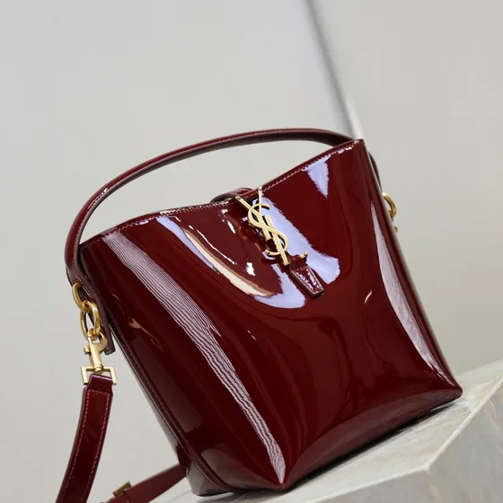 YSL Le 37 Mini Bucket Bag Merah marun Crossbody