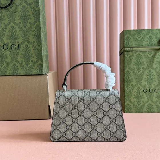 Gucci Dionysus Mini Top Handle Bag Beige Ebony Gg Supreme Top Handle