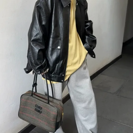 Miu Miu Check Fabric Beau Bag بني Plaid Top Handle