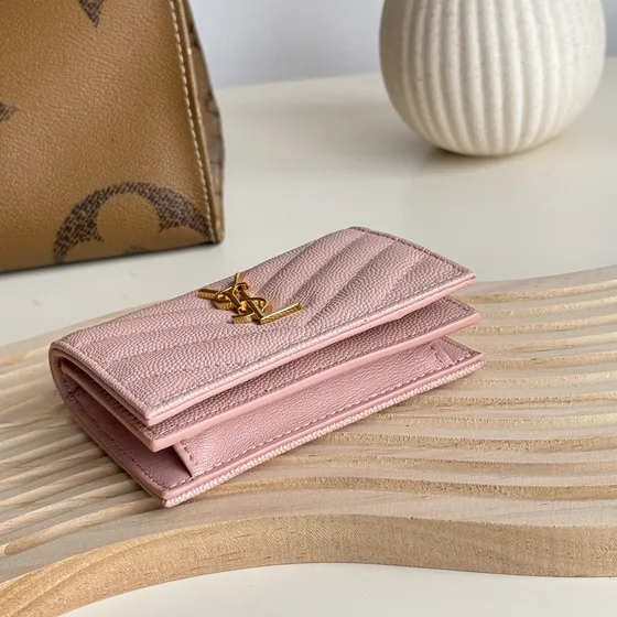YSL Cassandre Matelassé Compact Cüzdan Pembe Cüzdan