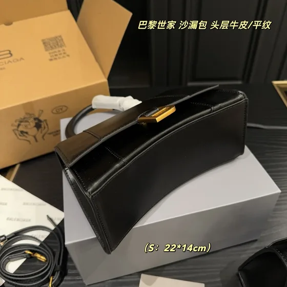 Balenciaga Hourglass Asa superior Bag Negro Asa superior