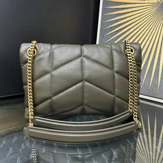 YSL Loulou Puffer Dark Taupe Schultertasche