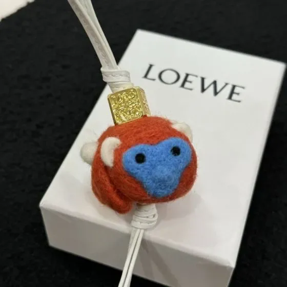 Loewe Felt Monkey Charm Orange Blue White Pouch