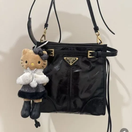 Prada Bonnie Leather Shoulder Bag Black Shoulder Bag