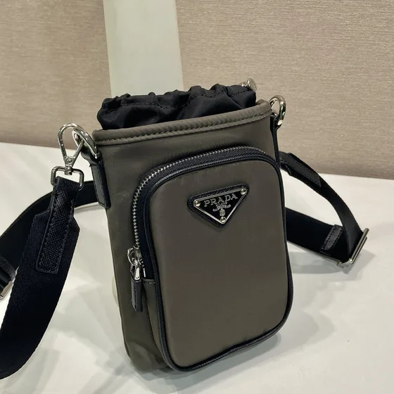 Prada Re-Nylon Smartphone Case Gray Crossbody