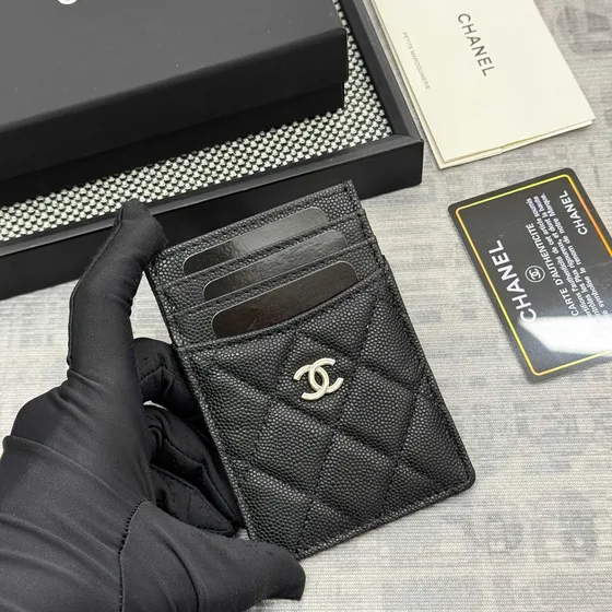 Chanel Quilted Caviar Card Holder Black Card Holder