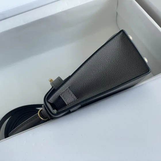 Hermes Mini Kelly Dark Gray Top Handle