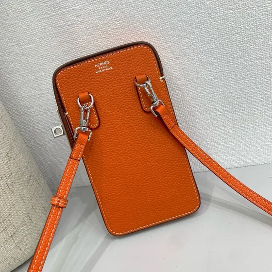 Hermes Phone Pouch With Strap Oranye Crossbody
