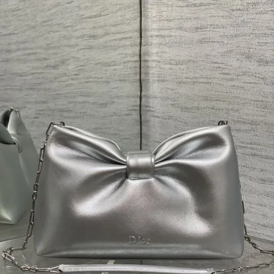 Dior Bow Bag Silver Shoulder Bag