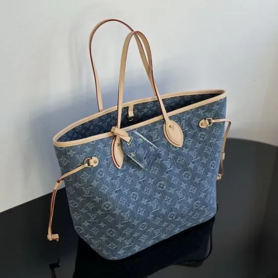 Louis Vuitton Neverfull Blue Tote Bag