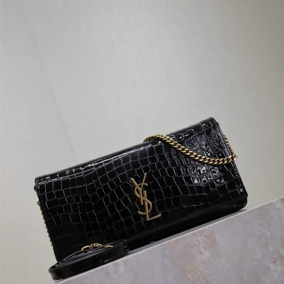 YSL Cassandre Chain Wallet Black Woc