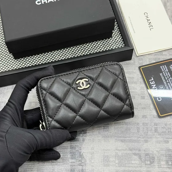 Chanel Quilted Zip Card Holder Чёрный Card Holder