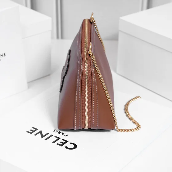 Celine Triomphe Chain Clutch Coklat Crossbody