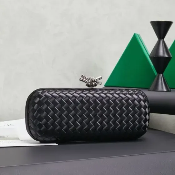 Bottega Veneta Intreccio Napa Knot Clutch Black Clutch