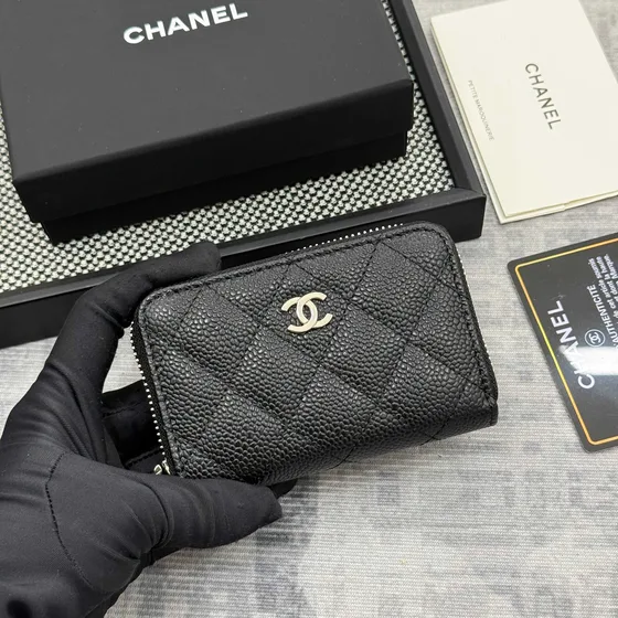 Chanel Classic Zipped Coin Purse Black Card Holder