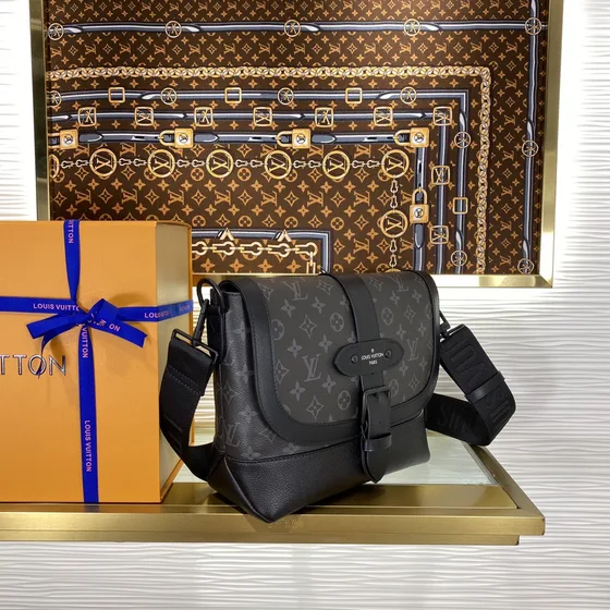 Louis Vuitton Saumur Messenger Black Grey Crossbody