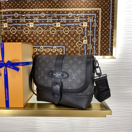 Louis Vuitton Saumur Messenger Negro/Gris Crossbody