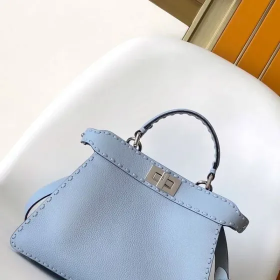 Fendi Peekaboo Iseeu Small Light Blue Top Handle