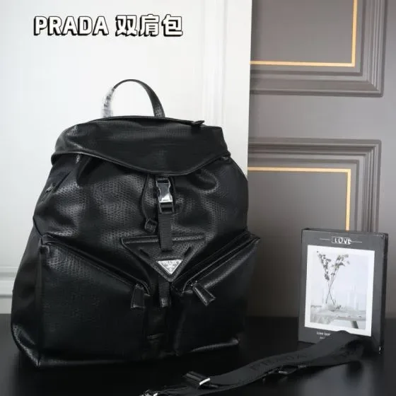 Prada Re-Nylon Backpack With Saffiano Leather Details Black Backpack