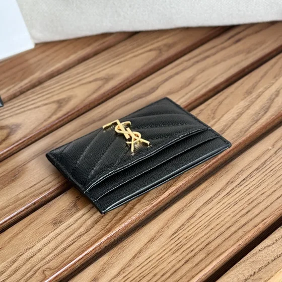 YSL Cassandre Matelassé Card Case أسود Card Holder