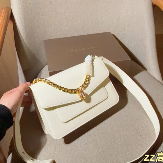 Bvlgari Serpenti Forever Maxi Chain Shoulder Bag White Shoulder Bag