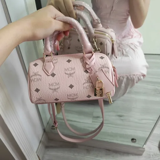 MCM Ella Boston Mini Sac cabas Rose Anse supérieure