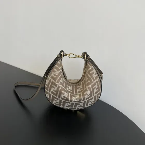 Fendi Fendigraphy Small Hobo Bag Beige Brown Hobo