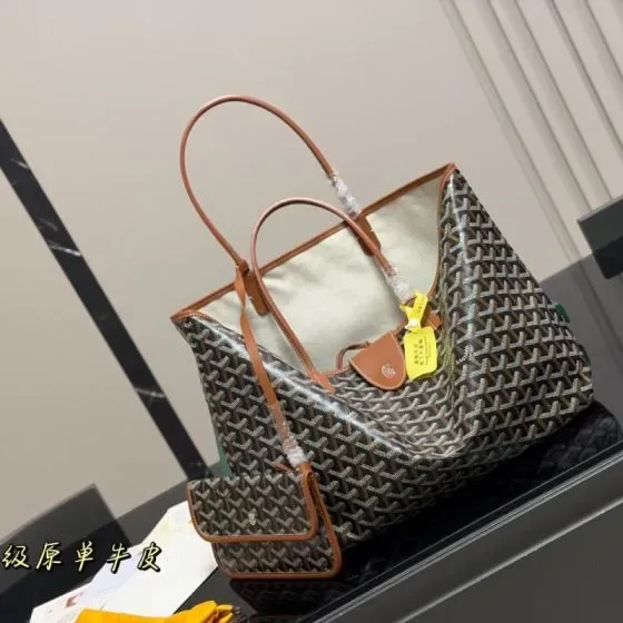 Goyard Saint Louis Black Brown Tote Bag